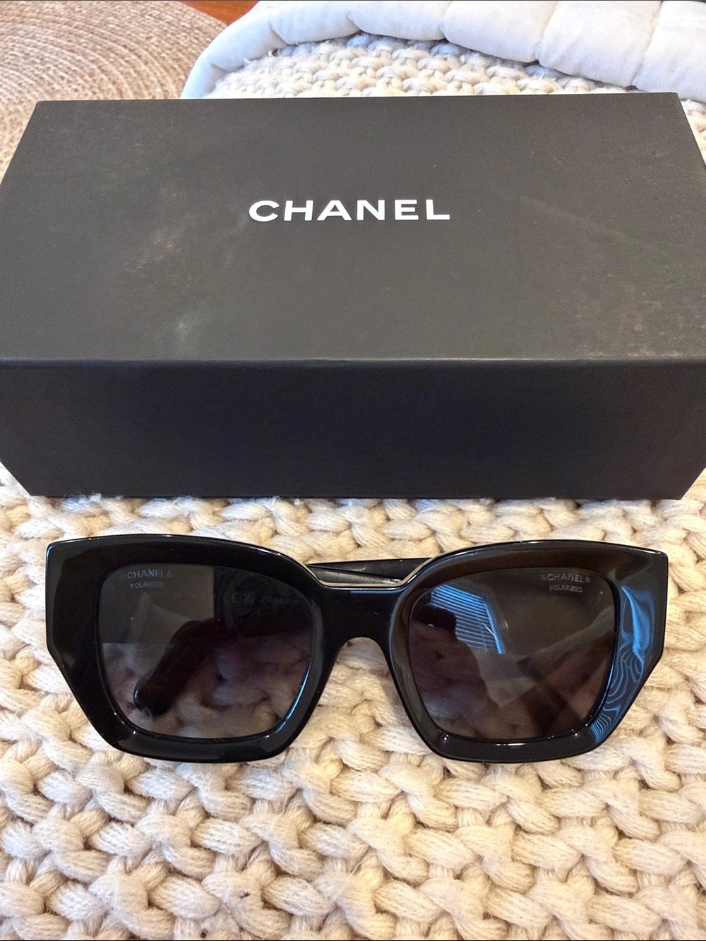 CHANEL Black Oversized Square Sunglasses